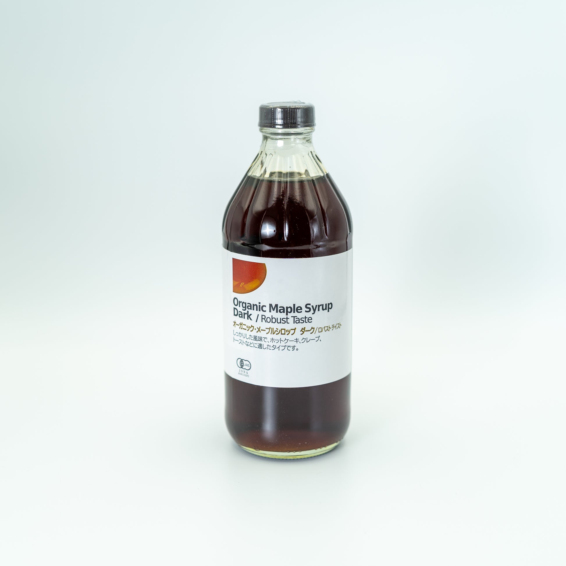 オーガニック・メープルシロップ （475ml）の瓶。
